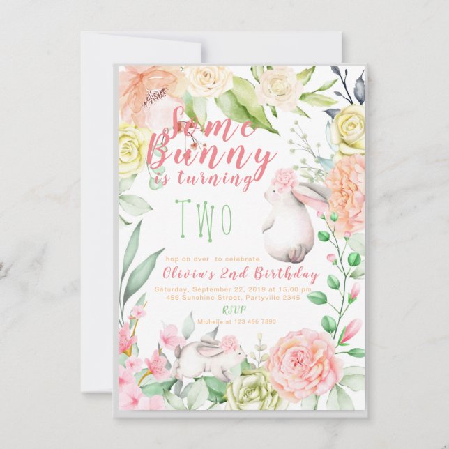 Bunny Birthday Einladung (Vorderseite)