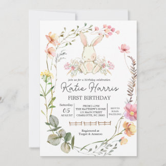 Bunny Birthday Einladung, Irgendein Hase ist eins Einladung