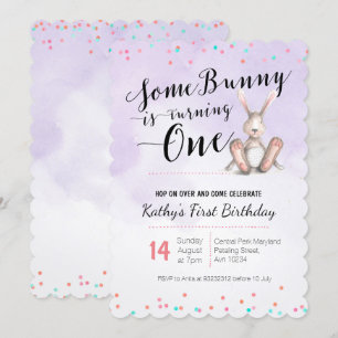 Bunny Birthday Einladung LILA