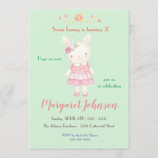 Bunny Birthday Einladung Pastel Girls Rabbit