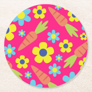 Bunny Birthday Niedlich Kid's Rabbit Party Runder Pappuntersetzer