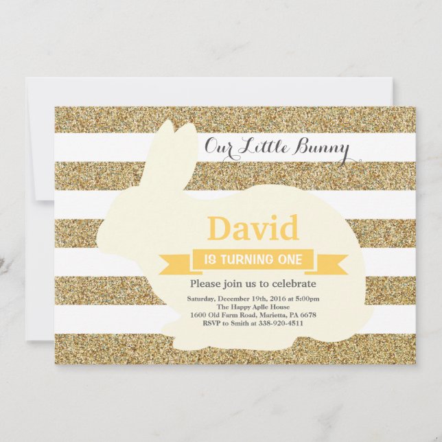 Bunny Birthday Ostereier 1. Geburtstag Einladung (Vorderseite)