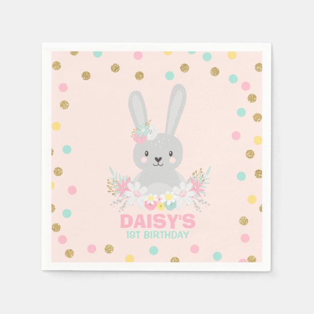 Bunny Birthday Party Neapel Bunny Birthday Serviette (Vorderseite)
