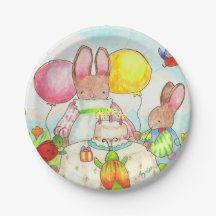 Bunny Birthday Party Party Paper Plate