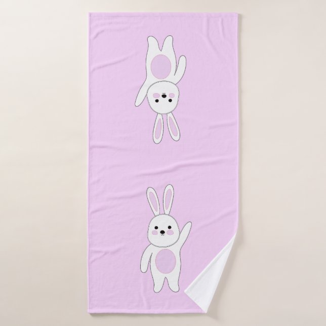 Bunny. Blanc et rose (Serviette de bain)