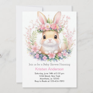 Bunny Bliss Girl Baby Dusche Einladung