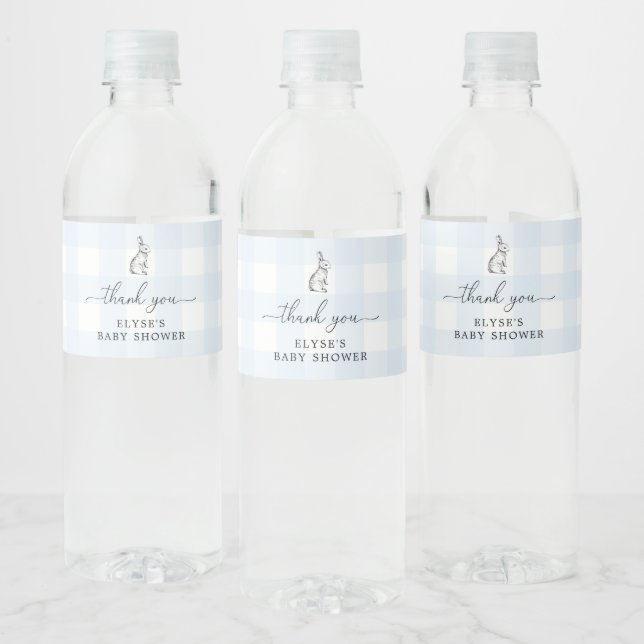 Bunny Blue Gingham Gefallen Wasser Flasche Wasser  (Flaschen)