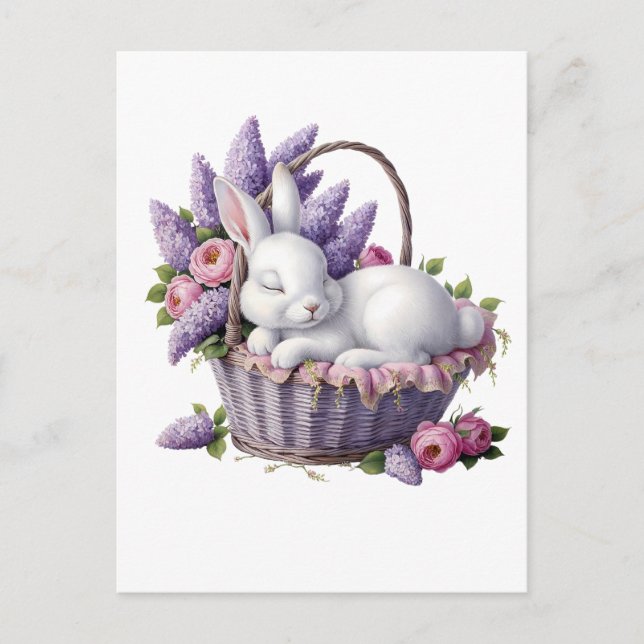 Bunny & Blume Basket Postkarte (Vorderseite)