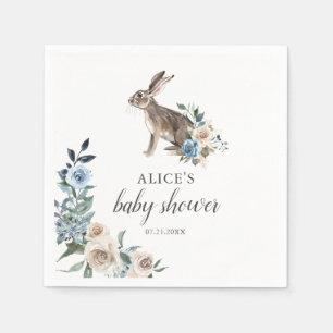 Bunny Boho Dusty Blue Flowers Babydusche Serviette