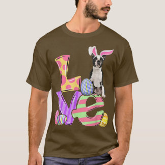 Bunny Boston Terrier Dog Happy Ostereier Tree T-Shirt