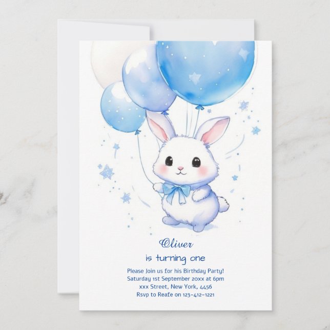 Bunny Boy Invitation d'anniversaire (Devant)