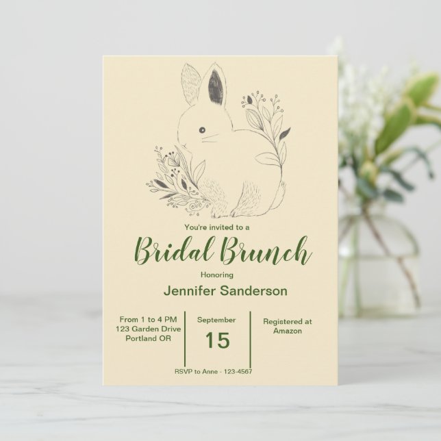 Bunny Bridal Brunch Einladung (Stehend Vorderseite)