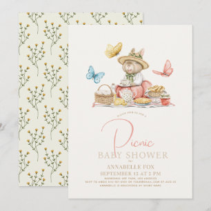 Bunny & Butterflies Tee Party Picnic Baby Dusche Einladung