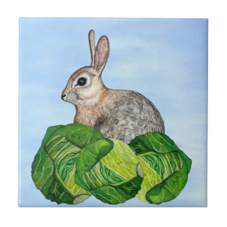 Bunny Cabbage Blue Ceramic Tile Fliese