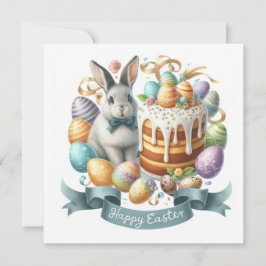 Bunny Cake Eggs Happy Oaster Illustration Feiertagskarte