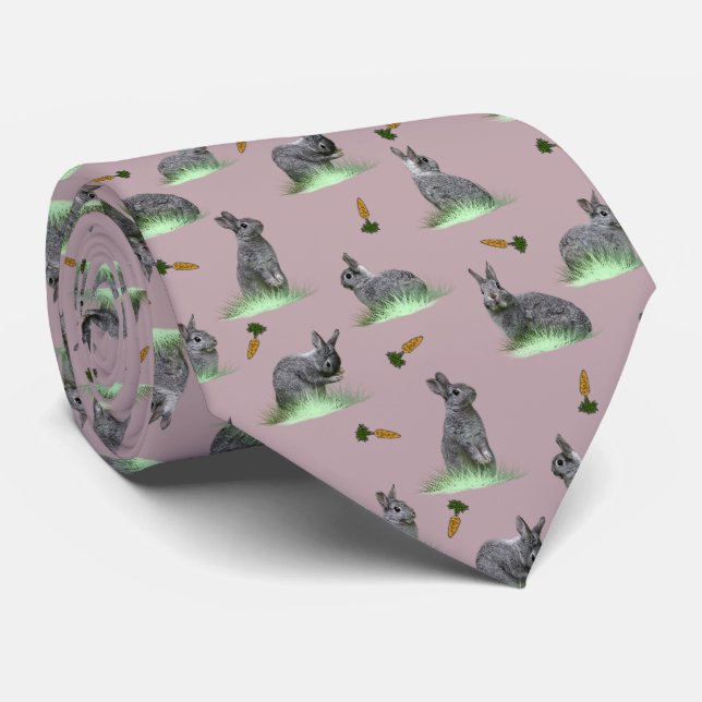 Bunny Carrot Craze Krawatte (Dusty Pink) (Gerollt)