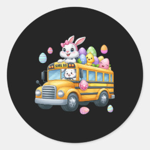 Bunny Carry Ostereier Korb auf Schulbus Hu Runder Aufkleber