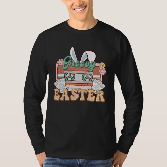 Bunny Cassette Retro Groovy Easter Day T-Shirt (Vorderseite)