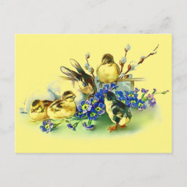 Bunny & Chicks Vintager Stil Ostern Postkarte