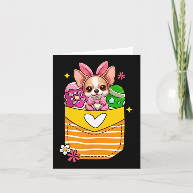 Bunny Chihuahua Osterschokolade Eier Inside Pocke Karte (Vorderseite)