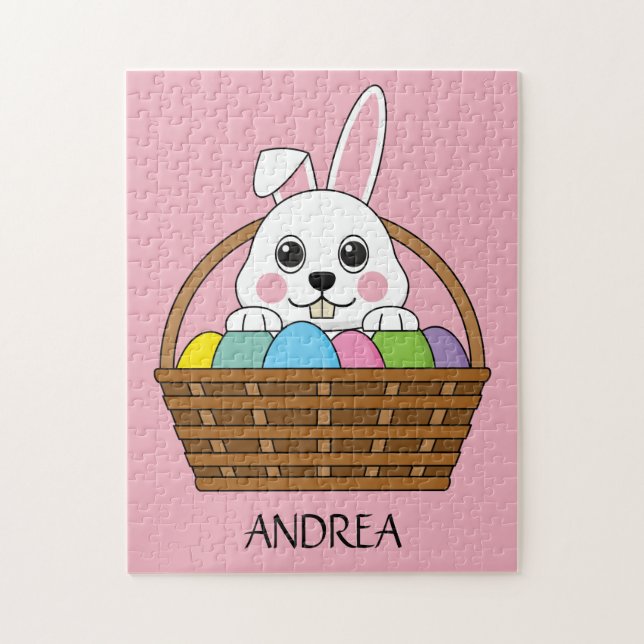 Bunny Colorful OsterEggHunt Basket | Personalisier (Vertikal)