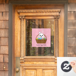 Bunny Colorful OsterEggHunt Basket Personalisier Fensteraufkleber