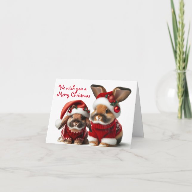 Bunny Couple Christmas Karte (Vorderseite)