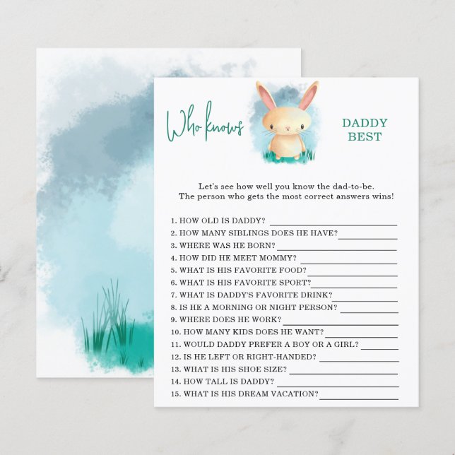 Bunny cub Wer kennt Daddy best game (Vorne/Hinten)