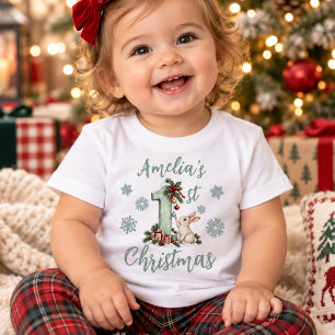 Bunny Custom Baby's erstes Weihnachten Baby T-shirt