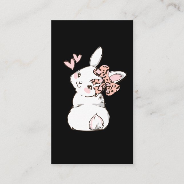 Bunny Cute Rabbit Leopard Bow Tie Girls Women Visitenkarte (Vorderseite)