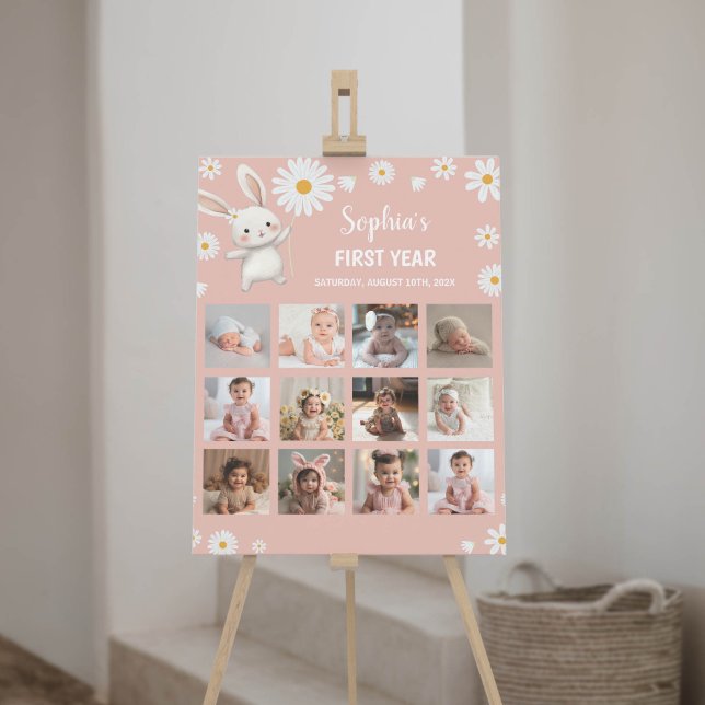 Bunny Daisy Birthday Foto Milestone Poster (Von Creator hochgeladen)