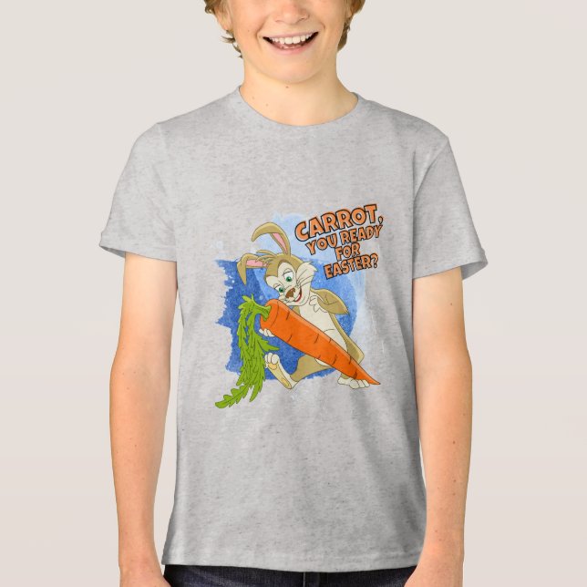 Bunny Dancing with Carrot - Fertig für Ostern Tri-Blend Shirt (Vorderseite)