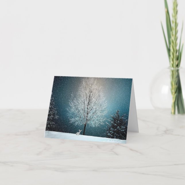 Bunny dans Snowy Woods, carte de Noël (Devant)