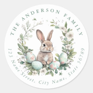Bunny de Pâques Nom personnalisé Stickers ronds