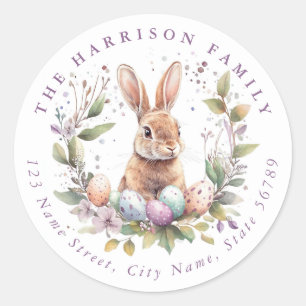 Bunny de Pâques Nom personnalisé Stickers ronds