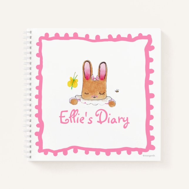 Bunny Diary 8.5" x 8.5" SpiralNotebook Notizbuch (Vorderseite)