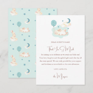 Bunny Dreams Blue Baby Dusche Dankeskarte