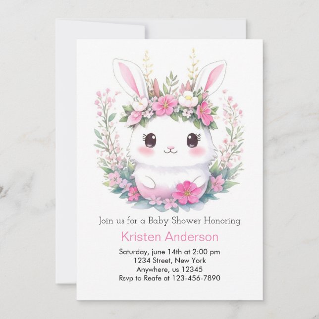 Bunny Dreams enthüllt Girl Baby Shower Einladung (Vorderseite)