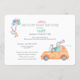 Bunny Drive Par Baby shower Invitation