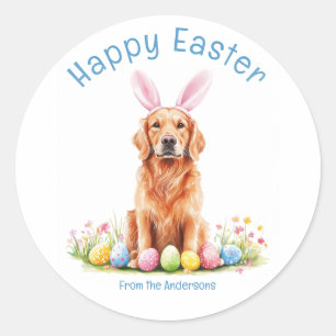 Bunny Ear Golden Retriever Dog Funny Oster Runder Aufkleber