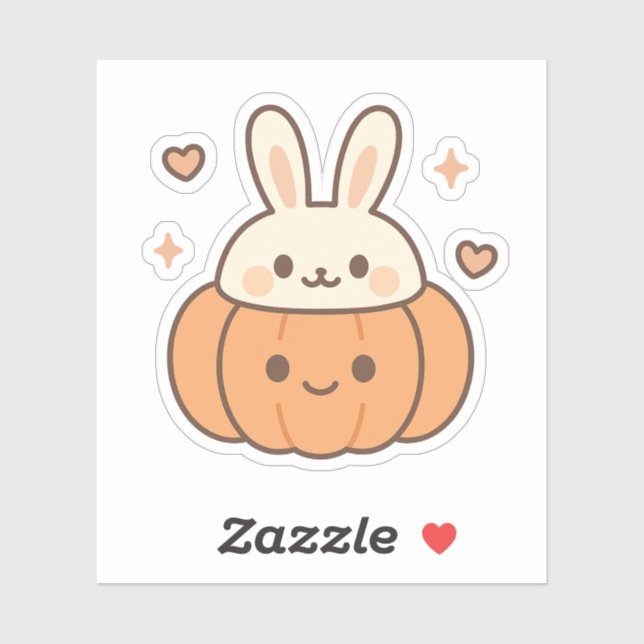 Bunny Ears Pumpkin Face Aufkleber (Blatt)