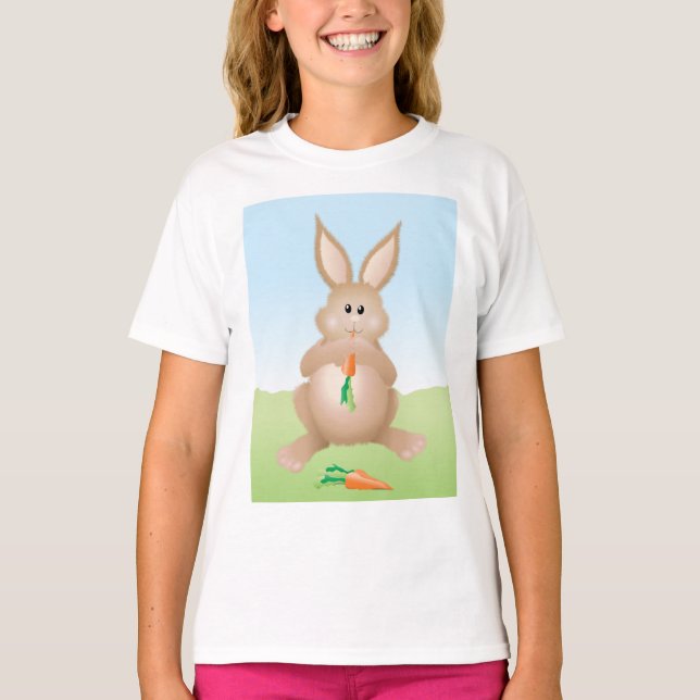 Bunny Eating Carrot Adorable Rabbit T-Shirt (Vorderseite)