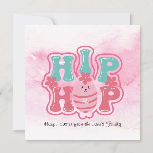 Bunny Egg Hunt Hip Hop Happy Oaster Wasserfarbe (Vorderseite)