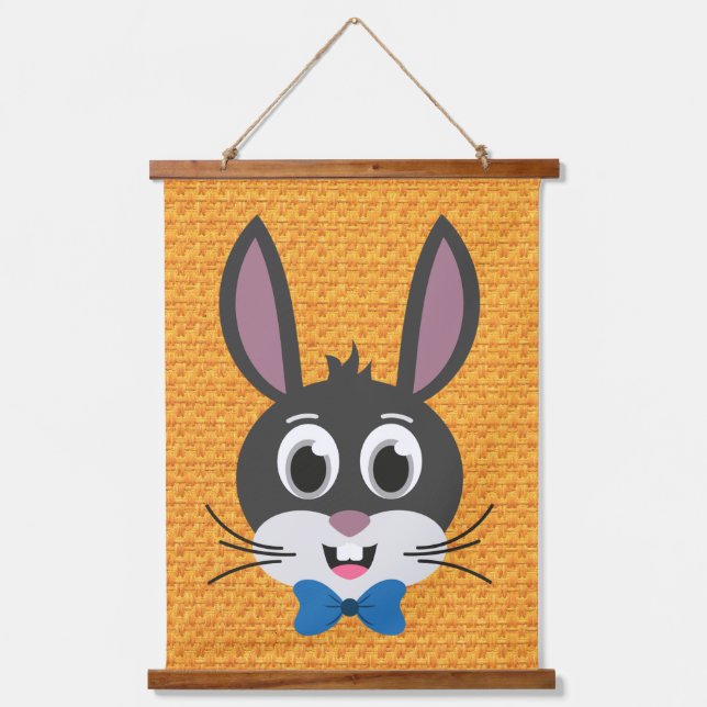 Bunny Face Boy-32886 Wandteppich Mit Holzrahmen (Vorderseite)