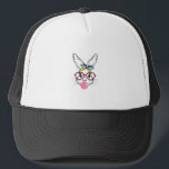 Bunny Face Bubblegum Blowing Glasses Headband Happ Truckerkappe<br><div class="desc">Bunny Face Bubblegum Blowing Glasses Headband Happy Easter T-Shirt</div>