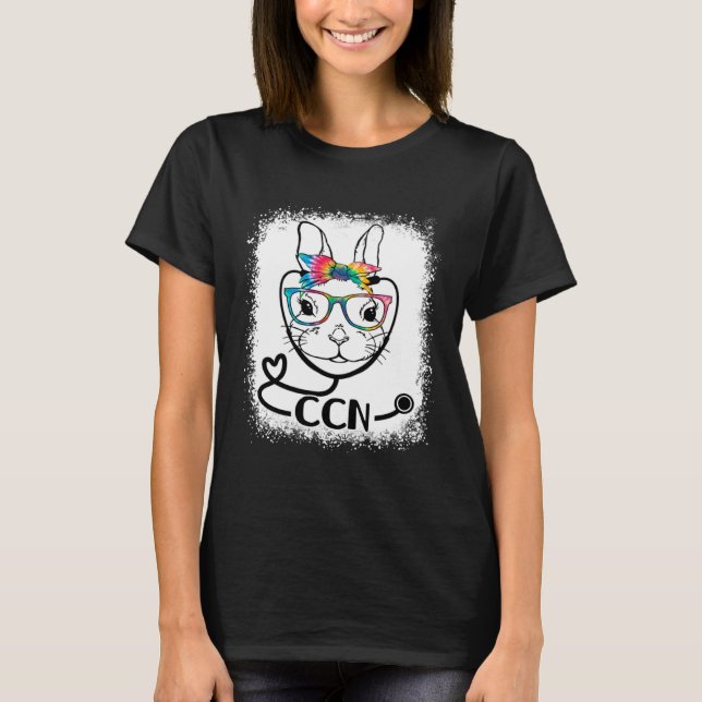 Bunny Face CCN Glasses Nurse Easter Day T-Shirt (Vorderseite)