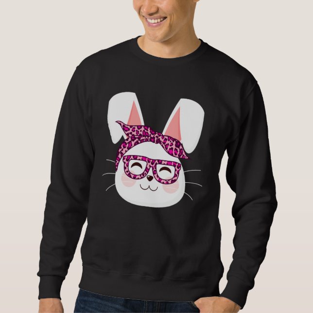 Bunny face Cool Easter Bunny with Glasses Easter   Sweatshirt (Vorderseite)
