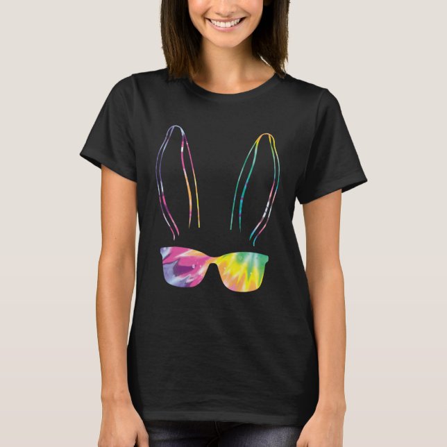 Bunny face Cool Easter Bunny with Glasses Easter   T-Shirt (Vorderseite)