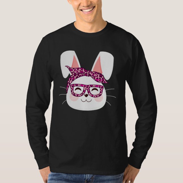 Bunny face Cool Easter Bunny with Glasses Easter   T-Shirt (Vorderseite)