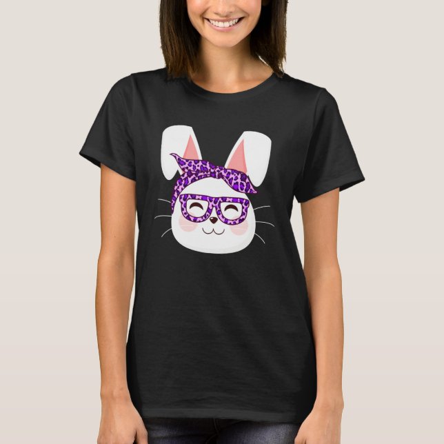 Bunny face Cool Easter Bunny with Glasses Easter   T-Shirt (Vorderseite)